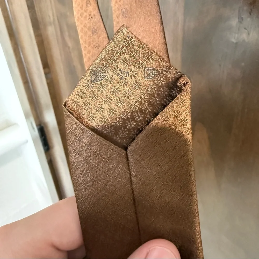 Ashleigh Ties Since 1914 Brown Silk skinny Necktie with intricate pattern